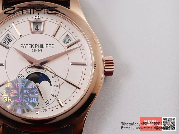 Patek Philippe Annual Calendar 5205R-010  40mm RS GRF 1:1 Best Edition White Dial on Brown Leather Strap A324 V2 - Super Clone Watch | 1:1 Best Version