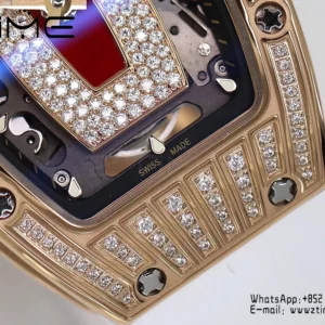 Richard Mille RM07 RM07-01 RG Ladies  ZF 1:1 Best Edition Red Diamonds  Dial on White Rubber Strap - Super Clone Watch | 1:1 Best Version