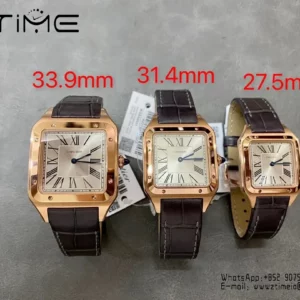 Cartier Santos Dumont WSSA0022 Small F1 Factory 1:1 Best Edition white Dial on Gray Leather Strap Quartz - Super Clone Watch | 1:1 Best Version