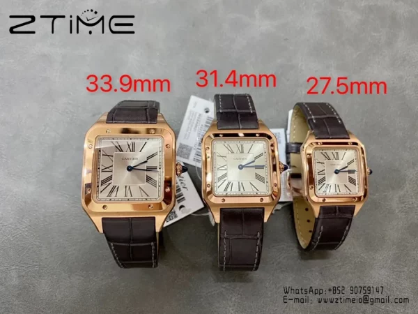 Cartier Santos Dumont WSSA0022 Small F1 Factory 1:1 Best Edition white Dial on Gray Leather Strap Quartz - Super Clone Watch | 1:1 Best Version
