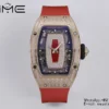 Richard Mille RM07 RM07-01 RG Ladies  ZF 1:1 Best Edition Red Diamonds  Dial on Red Rubber Strap - Super Clone Watch | 1:1 Best Version