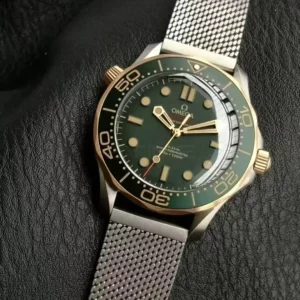 OMEGA  Seamaster 300M Diver Titanium/Bronze VSF 1:1 Best Edition Green Dial on Titanium Mesh Bracelet A8806 - Super Clone Watch | 1:1 Best Version