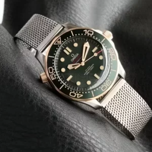OMEGA  Seamaster 300M Diver Titanium/Bronze VSF 1:1 Best Edition Green Dial on Titanium Mesh Bracelet A8806 - Super Clone Watch | 1:1 Best Version