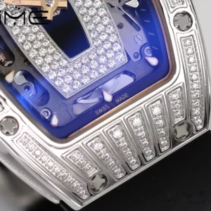 Richard Mille RM07 RM07-01 Ladies ZF 1:1 Mejor Edición Esfera de diamantes negros con correa de caucho blanco - Reloj Super Clon | 1:1 Mejor Versión
