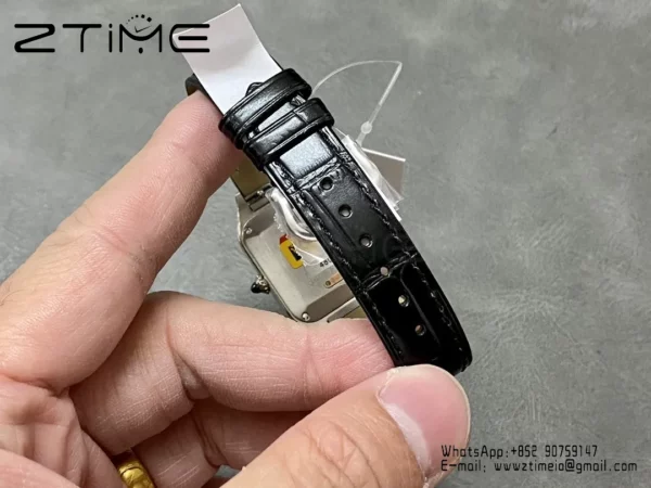 Cartier Santos Dumont W2SA0012 Small F1 Factory 1:1 Best Edition white Dial on Black Leather Strap Quartz - Super Clone Watch | 1:1 Best Version