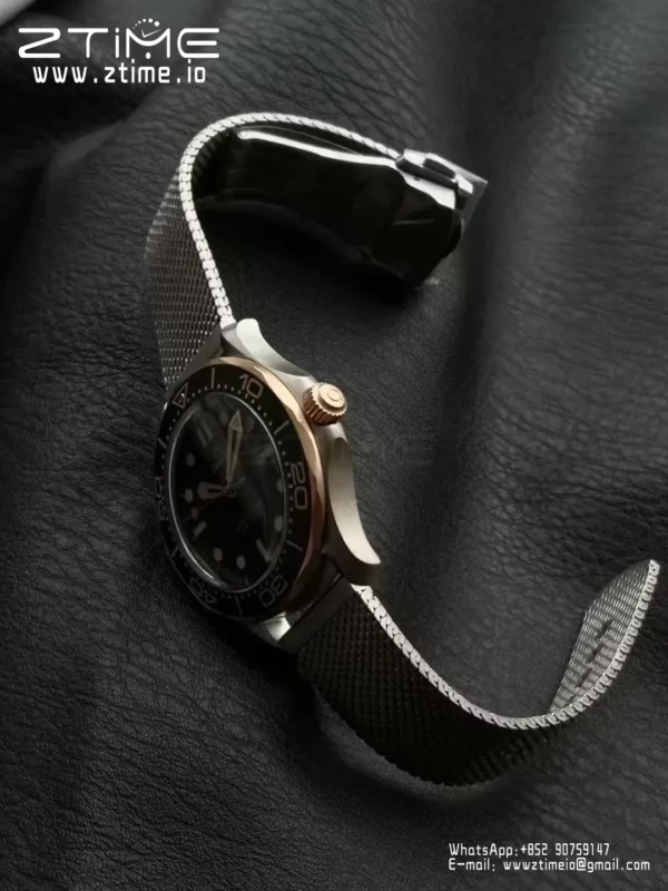 OMEGA  Seamaster 300M Diver Titanium/Bronze VSF 1:1 Best Edition Green Dial on Titanium Mesh Bracelet A8806 - Super Clone Watch | 1:1 Best Version