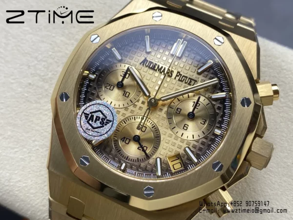 Royal Oak Chrono 26240BA YG APSF 1:1 Best Edition Yellow Dial on YG Bracelet SA4401 Super Clone - Super Clone Watch | 1:1 Best Version