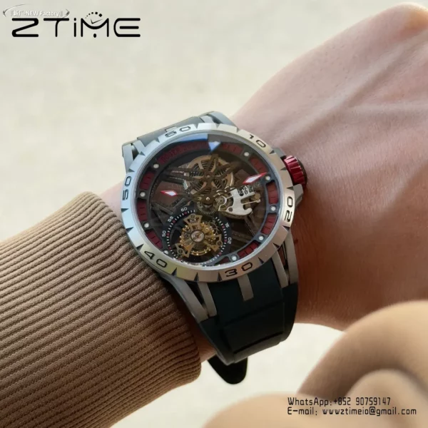 Roger Dubuis EXCALIBUR RDDBEX0454 45mm New Factory 1:1 Best Edition Skeleton Dial on Titanium - Super Clone Watch | 1:1 Best Version