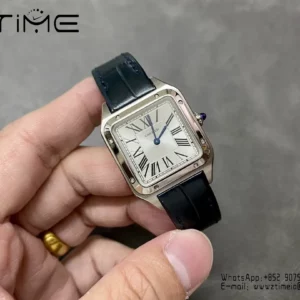 Cartier Santos Dumont WSSA0023 Small F1 Factory 1:1 Best Edition white Dial on Blue Leather Strap Quartz - Super Clone Watch | 1:1 Best Version