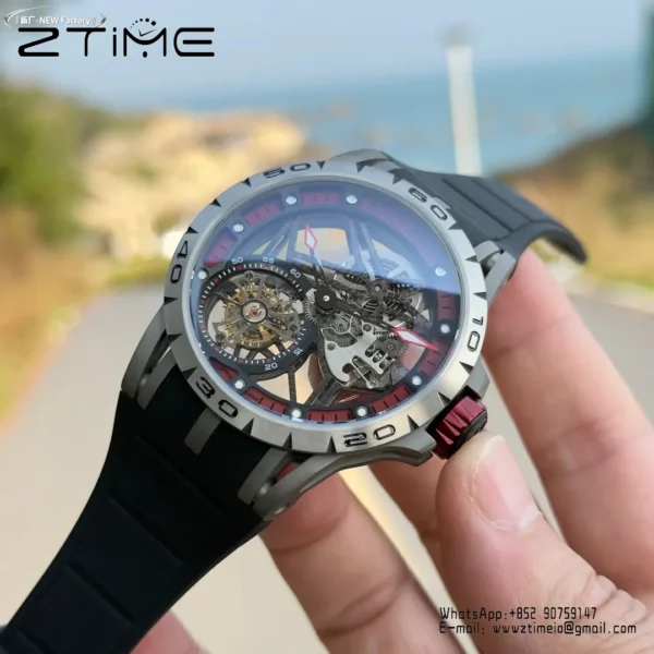 Roger Dubuis EXCALIBUR RDDBEX0454 45mm New Factory 1:1 Best Edition Skeleton Dial on Titanium - Super Clone Watch | 1:1 Best Version