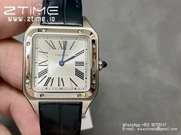 Cartier Santos Dumont WSSA0023 Small F1 Factory 1:1 Best Edition white Dial on Blue Leather Strap Quartz - Super Clone Watch | 1:1 Best Version