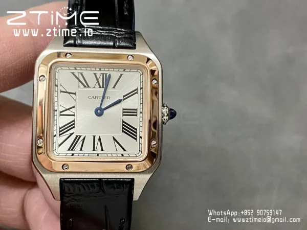 Cartier Santos Dumont W2SA0012 Small F1 Factory 1:1 Best Edition white Dial on Black Leather Strap Quartz - Super Clone Watch | 1:1 Best Version