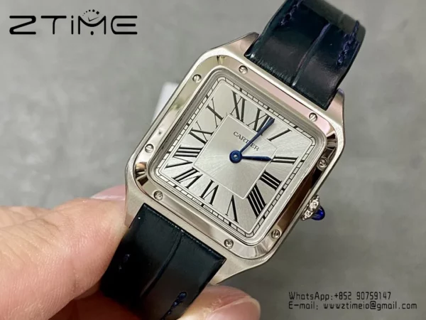 Cartier Santos Dumont WSSA0023 Small F1 Factory 1:1 Best Edition white Dial on Blue Leather Strap Quartz - Super Clone Watch | 1:1 Best Version