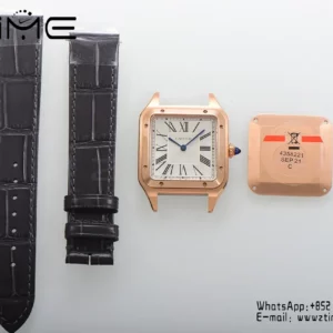 Cartier Santos Dumont WSSA0022 Small F1 Factory 1:1 Best Edition white Dial on Gray Leather Strap Quartz - Super Clone Watch | 1:1 Best Version