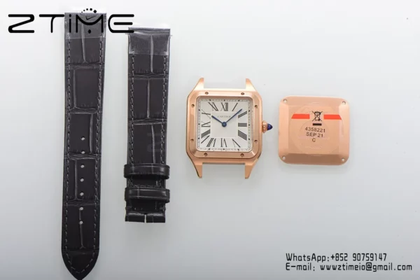 Cartier Santos Dumont WSSA0022 Small F1 Factory 1:1 Best Edition white Dial on Gray Leather Strap Quartz - Super Clone Watch | 1:1 Best Version