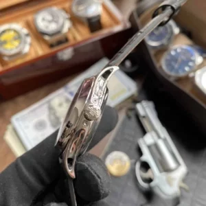 Patek Philippe Annual Calendar 5205G-010  40mm SS GRF 1:1 Best Edition White Dial on Black Leather Strap A324 V2 - Super Clone Watch | 1:1 Best Version