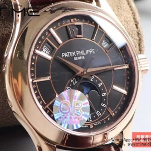 Patek Philippe Annual Calendar 5205R-010  40mm RS GRF 1:1 Best Edition Brown Dial on Brown Leather Strap A324 V2 - Super Clone Watch | 1:1 Best Version