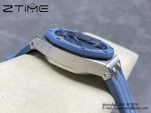 AP Royal Oak Offshore 15605 SS APPF Best Edition Blue Dial on Blue Rubber Strap A4302 - Super Clone Watch | 1:1 Best Version