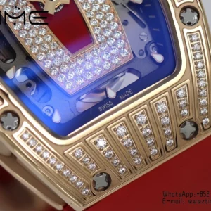 Richard Mille RM07 RM07-01 RG Ladies  ZF 1:1 Best Edition Red Diamonds  Dial on Red Rubber Strap - Super Clone Watch | 1:1 Best Version