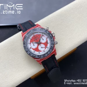 Rolex Daytona DiW x KAKHA KALADZE Red Carbon DIWF 1:1 Best Edition Blue Dial on Orange Nylon Strap - Super Clone Watch | 1:1 Best Version