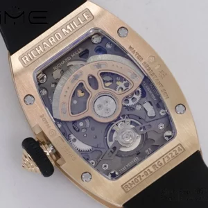 Richard Mille RM07 RM07-01 RG Ladies  ZF 1:1 Best Edition Black Diamonds  Dial on Black  Rubber Strap - Super Clone Watch | 1:1 Best Version