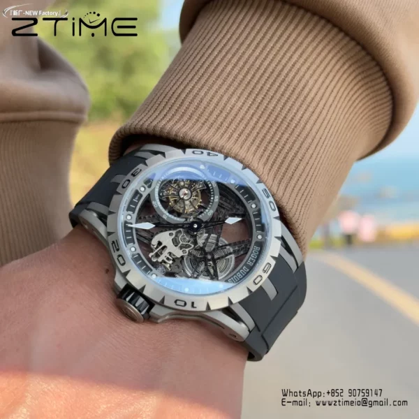 Roger Dubuis EXCALIBUR RDDBEX0479 45mm New Factory 1:1 Best Edition Skeleton Dial on Titanium - Super Clone Watch | 1:1 Best Version