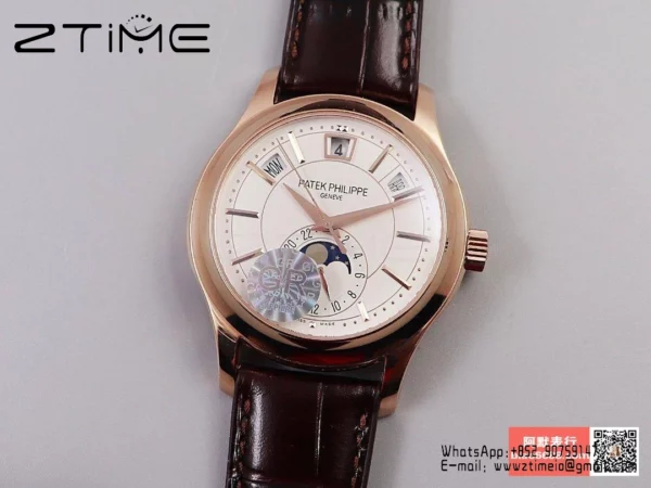 Patek Philippe Annual Calendar 5205R-010  40mm RS GRF 1:1 Best Edition White Dial on Brown Leather Strap A324 V2 - Super Clone Watch | 1:1 Best Version