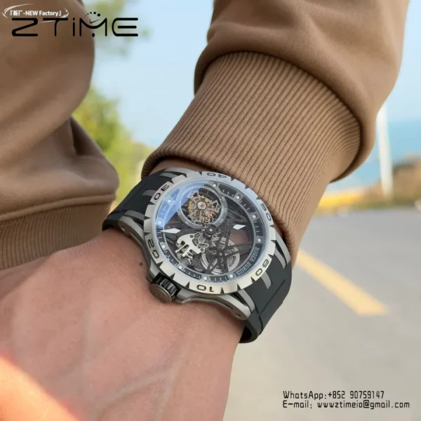 Roger Dubuis EXCALIBUR RDDBEX0479 45mm New Factory 1:1 Best Edition Skeleton Dial on Titanium - Super Clone Watch | 1:1 Best Version