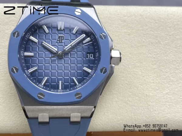 AP Royal Oak Offshore 15605 SS APPF Best Edition Blue Dial on Blue Rubber Strap A4302 - Super Clone Watch | 1:1 Best Version