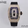 Richard Mille RM07 RM07-01 RG Ladies  ZF 1:1 Best Edition Black Diamonds  Dial on Black  Rubber Strap - Super Clone Watch | 1:1 Best Version