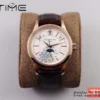 Patek Philippe Annual Calendar 5205R-010  40mm RS GRF 1:1 Best Edition White Dial on Brown Leather Strap A324 V2 - Super Clone Watch | 1:1 Best Version