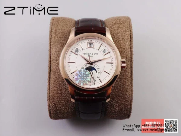 Patek Philippe Annual Calendar 5205R-010  40mm RS GRF 1:1 Best Edition White Dial on Brown Leather Strap A324 V2 - Super Clone Watch | 1:1 Best Version