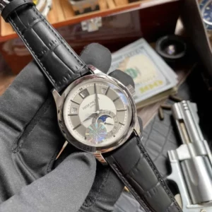 Patek Philippe Annual Calendar 5205G-010  40mm SS GRF 1:1 Best Edition White Dial on Black Leather Strap A324 V2 - Super Clone Watch | 1:1 Best Version