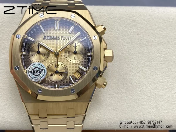 Royal Oak Chrono 26240BA YG APSF 1:1 Best Edition Yellow Dial on YG Bracelet SA4401 Super Clone - Super Clone Watch | 1:1 Best Version