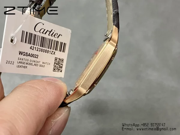 Cartier Santos Dumont WSSA0022 Small F1 Factory 1:1 Best Edition white Dial on Gray Leather Strap Quartz - Super Clone Watch | 1:1 Best Version