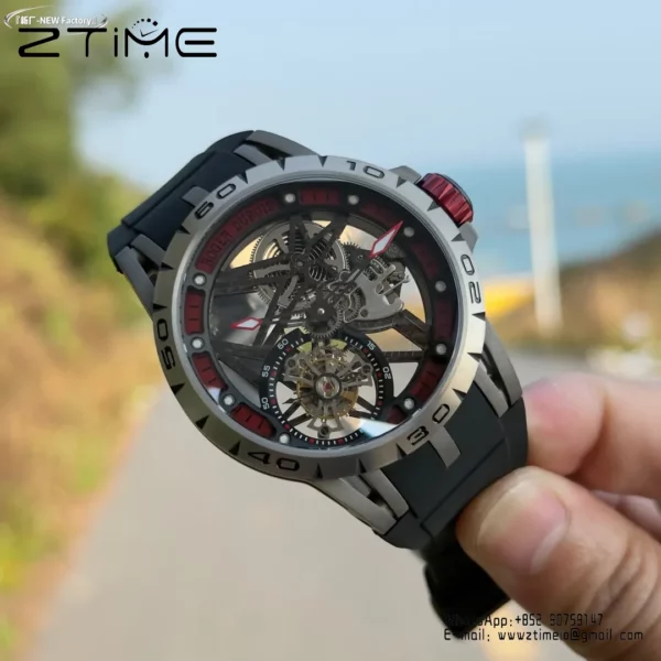 Roger Dubuis EXCALIBUR RDDBEX0454 45mm New Factory 1:1 Best Edition Skeleton Dial on Titanium - Super Clone Watch | 1:1 Best Version