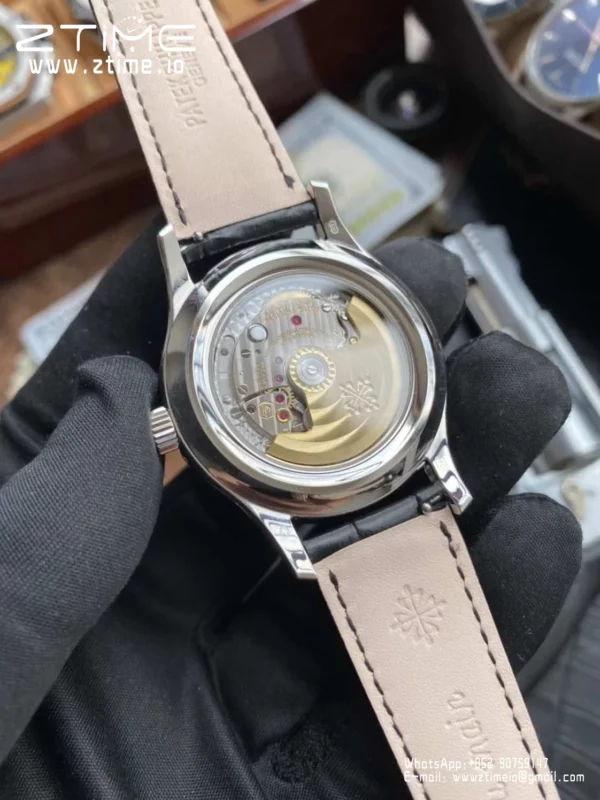 Patek Philippe Annual Calendar 5205G-010  40mm SS GRF 1:1 Best Edition White Dial on Black Leather Strap A324 V2 - Super Clone Watch | 1:1 Best Version