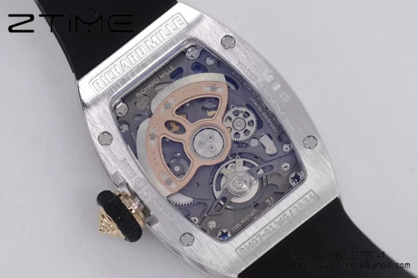 Richard Mille RM07 RM07-01 Ladies ZF 1:1 Mejor Edición Esfera de diamantes negros con correa de caucho blanco - Reloj Super Clon | 1:1 Mejor Versión
