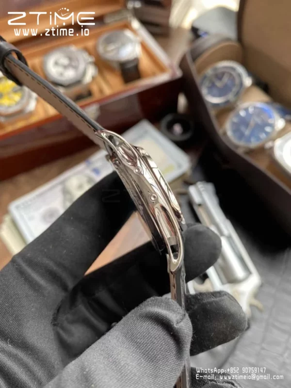 Patek Philippe Annual Calendar 5205G-010  40mm SS GRF 1:1 Best Edition Grey Dial on Black Leather Strap A324 V2 - Super Clone Watch | 1:1 Best Version