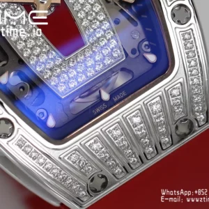Richard Mille RM07 RM07-01 Ladies  ZF 1:1 Best Edition Red Diamonds  Dial on Red Rubber Strap - Super Clone Watch | 1:1 Best Version