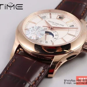 Patek Philippe Annual Calendar 5205R-010  40mm RS GRF 1:1 Best Edition White Dial on Brown Leather Strap A324 V2 - Super Clone Watch | 1:1 Best Version