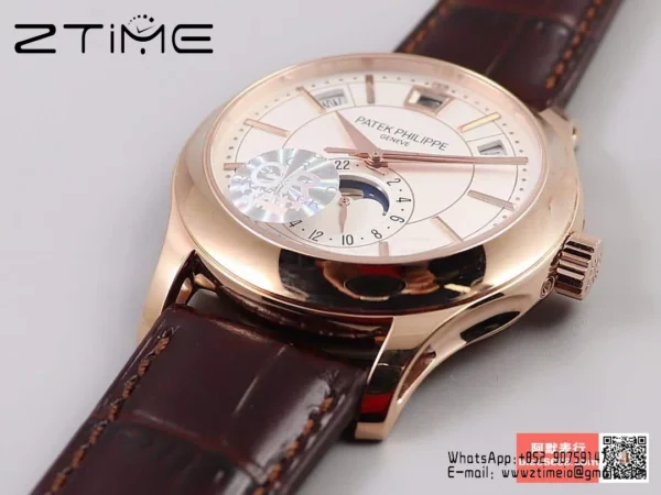Patek Philippe Annual Calendar 5205R-010  40mm RS GRF 1:1 Best Edition White Dial on Brown Leather Strap A324 V2 - Super Clone Watch | 1:1 Best Version
