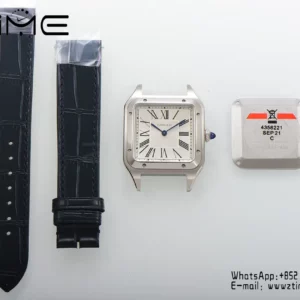 Cartier Santos Dumont WSSA0023 Small F1 Factory 1:1 Best Edition white Dial on Blue Leather Strap Quartz - Super Clone Watch | 1:1 Best Version
