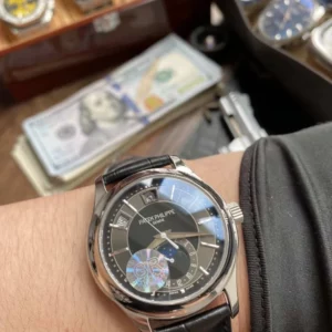 Patek Philippe Annual Calendar 5205G-010  40mm SS GRF 1:1 Best Edition Grey Dial on Black Leather Strap A324 V2 - Super Clone Watch | 1:1 Best Version