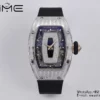 Richard Mille RM07 RM07-01 Ladies  ZF 1:1 Best Edition Black Diamonds  Dial on White Rubber Strap - Super Clone Watch | 1:1 Best Version