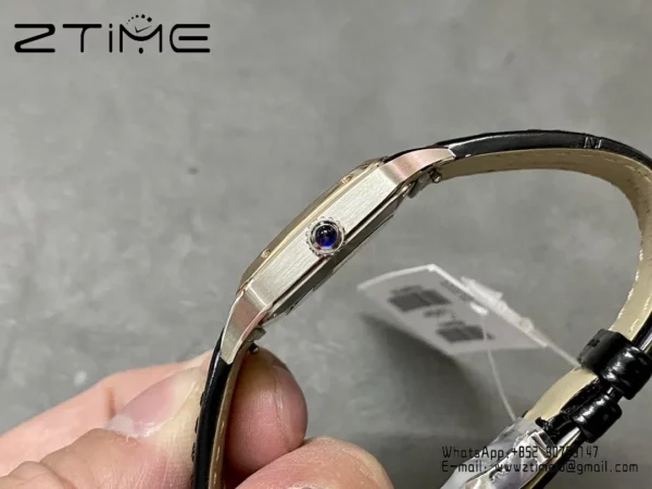 Cartier Santos Dumont W2SA0012 Small F1 Factory 1:1 Best Edition white Dial on Black Leather Strap Quartz - Super Clone Watch | 1:1 Best Version