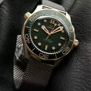 OMEGA  Seamaster 300M Diver Titanium/Bronze VSF 1:1 Best Edition Green Dial on Titanium Mesh Bracelet A8806 - Super Clone Watch | 1:1 Best Version