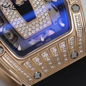 Richard Mille RM07 RM07-01 RG Ladies  ZF 1:1 Best Edition Black Diamonds  Dial on Black  Rubber Strap - Super Clone Watch | 1:1 Best Version