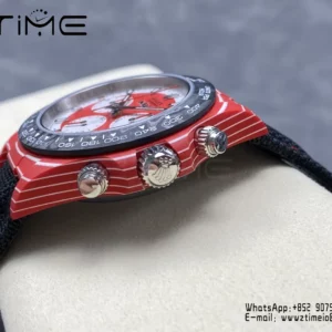 Rolex Daytona DiW x KAKHA KALADZE Red Carbon DIWF 1:1 Best Edition Blue Dial on Orange Nylon Strap - Super Clone Watch | 1:1 Best Version