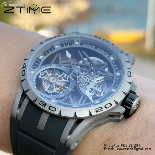 Roger Dubuis EXCALIBUR RDDBEX0479 45mm New Factory 1:1 Best Edition Skeleton Dial on Titanium - Super Clone Watch | 1:1 Best Version